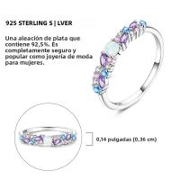 Anillo De Plata 925 De Lujo Para Mujer Con Piedra CZ Colorida Y Flor Sello De Afortunado Anillo De Compromiso Y Boda Regalo - details 26