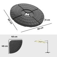 Outsunny Peso para Base de Sombrilla de 4 Piezas Base para Sombrilla Redondo Rellenable de Agua 52 Litro Arena 60 kg o Mixto 70 kg para Base Cruzada Negro - details 2