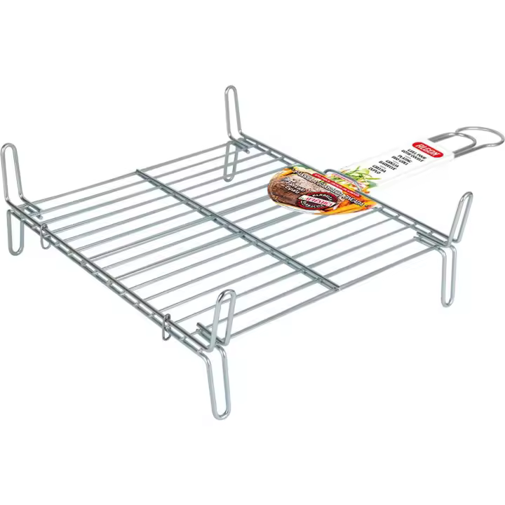 Algon - Parrilla Barbacoa Doble Zincada 35x35 cm - Resistente, Duradera y Fácil de Limpiar - Versátil para Exteriores - Portátil - 1