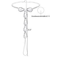 Pulsera De Tiras De Cristal Y Perlas Simuladas Para Mujer Accesorios De Playa Bohemio De Verano Moda 2024 Joyería De Pie De Tobillo - details 4