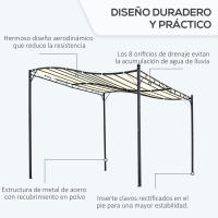 Outsunny Pérgola de Jardín 3x3 m Cenador con Toldo y 16 Orificios de Drenaje para Patio Terraza Metal y Poliéster 180 g/m² Resistente Crema - details 4