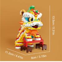 Juguete Creativo De Danza Del León Chino Ornamentos De Bloques Constructivos Pequeños Para Adultos Juguete De Artesanía - details 0
