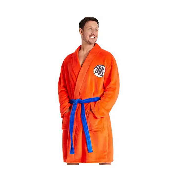 Bata Albornoz Dragon Ball Kanji GO Naranja - Talla XL - [EDICION LIMITADA] Tela Suave de Coralina Premium. Regalo Anime Original, Máxima Comodidad y Calidez - New Import - 1