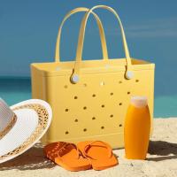 Bolsa de Playa/Bolsa Grande de Verano impermeable y lavable/Bolsa de Playa de Goma with bolsos/Para Playa, Mercado, Amarillo, L - details 0