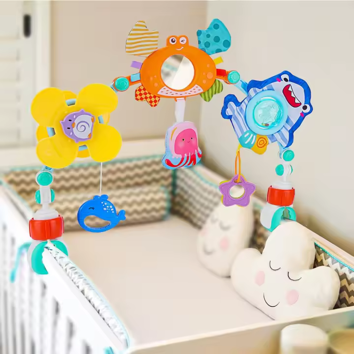 Juguetes para cochecitos Juguete de actividades para cochecitos de 0 a 6 meses, clip ajustable que se adapta a la mayoría de los cochecitos y asientos de seguridad para bebés - 1