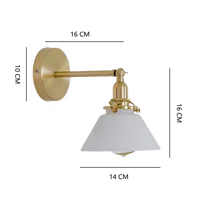 Lámpara De Pared Retro Nórdica Amarilla Bronce Para Baño Y Dormitorio Luz LED Ajustable Soporte De Montaje En La Pared - 1