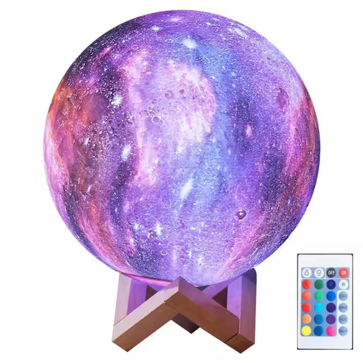 Lámpara de luna de 5,9 pulgadas, luz nocturna para niños, lámpara de galaxia de 16 colores, con batería recargable táctil y control remoto, para regalos - 1