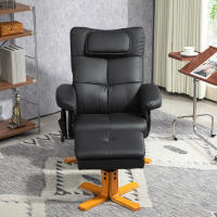 2025 Nuevo Reclinable de Masaje with Taburete y Almacenaje Reclinable para TV with Bolsos Laterales Piel Artificial 78x86x93cm Negro - details 1