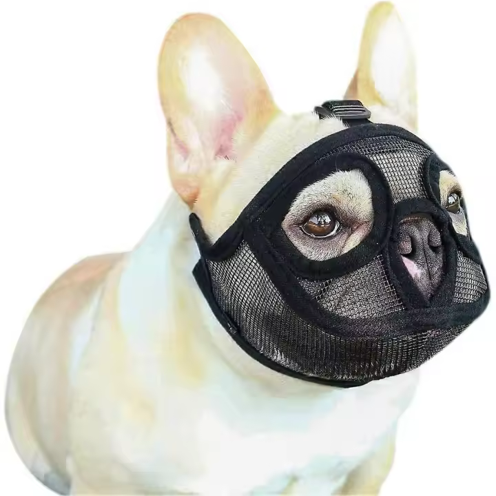 Bozales para perros de hocico corto, totalmente transpirables, de malla ajustable, para bulldog, shar pei, pug, boston terrier - 1