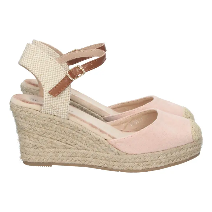PuntoSalao Sandalia de hebilla cuña media yute mujer color rosa - 1