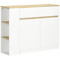 HOMCOM Aparador de Cocina Aparador Blanco con 2 Puertas Cajón y 3 Estantes Abiertos Armario de Almacenamiento para Salón Comedor 110x29,5x82 cm - details 0