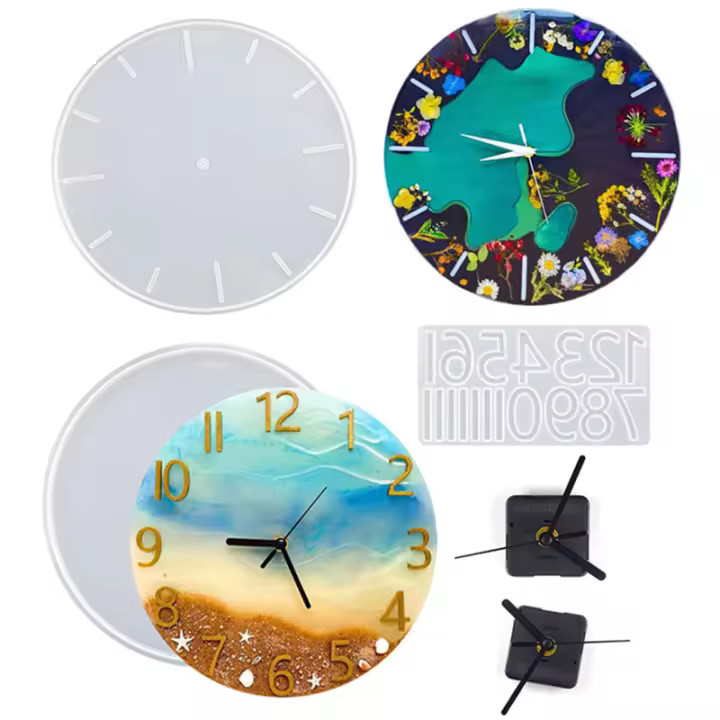 Molde De Resina Para Reloj Romano De 14'' Molde De Silicona Para Casting De Epoxy Con Movimiento Molde De Reloj Para DIY - 1