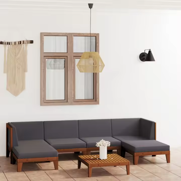 vidaXL Juego muebles de jardín y cojines 7 pzas madera maciza acacia - 1