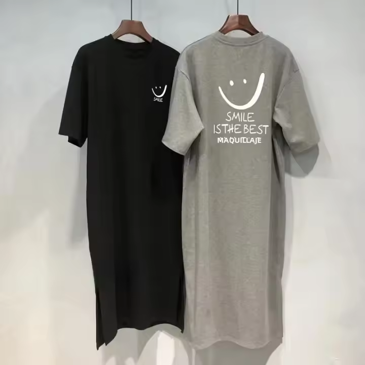 Vestido De Verano Para Mujer Con Manga Corta Y Cuello Redondo Estilo Casual Largo Hasta La Rodilla Material Poliéster A-Line - 1
