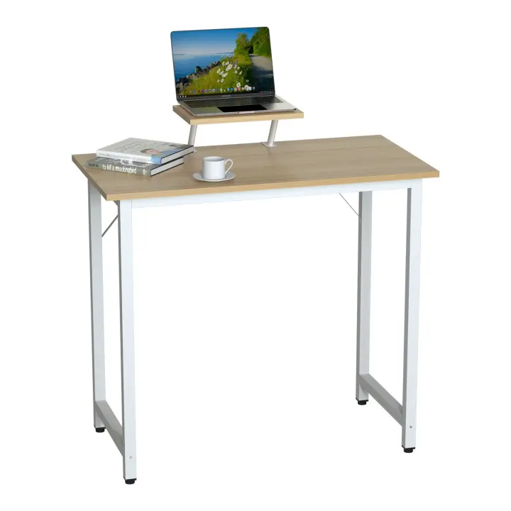 Aqrau Escritorio con estante para monitor, mesa para computadora PC 80x40x75cm, mesa de oficina de madera para la oficina - 1