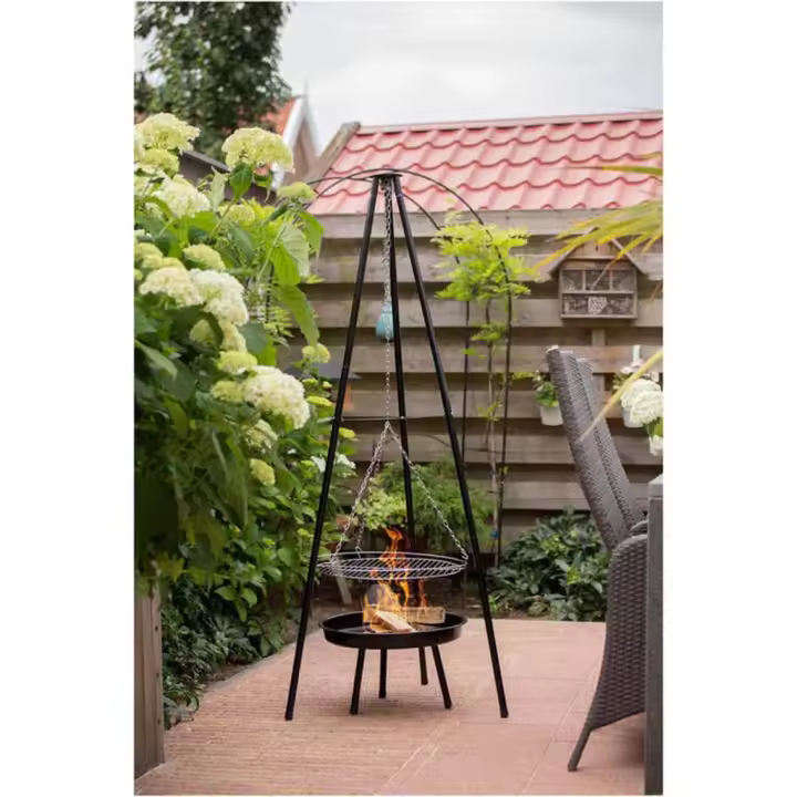 RedFire Barbacoa de jardín con trípode y brasero negro 50 cm - 1