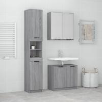 vidaXL Set de muebles baño 3 pzas madera contrachapada en color Roble ahumado/Blanco/Gris sonoma | almacenamiento funcional diseño moderno para baño dormitorio sala - details 2