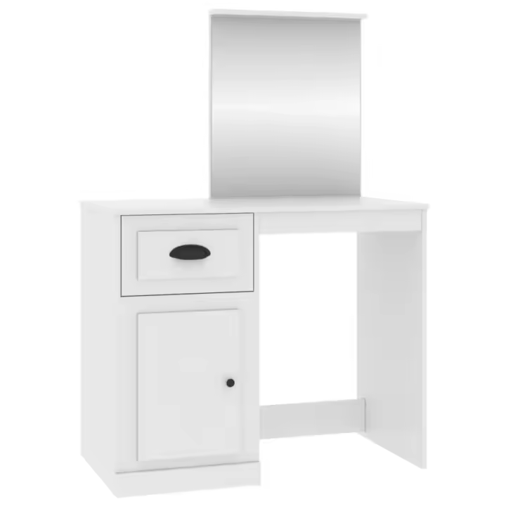 Tocador con espejo madera contrachapada blanco 90x50x132,5 cm - 1