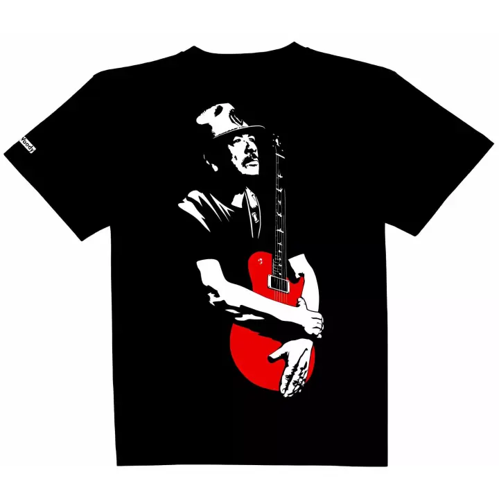 Camiseta Negra Manga Corta Guitarrista Carlos Algodon Unisex Musica Rock Santana Cantante Mexicano - 1
