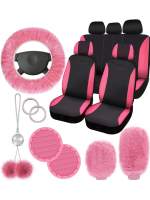 Juego De Fundas Para Asiento De Coche Universal 17 Piezas Con Diseño Rayado Adecuado Para Mujeres Incluye Fundas Para Asientos Delanteros Y Cubierta De Volante Suave Multicolor - details 5