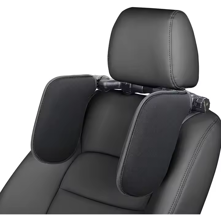 Reposacabezas retráctil, reposacabezas lateral del asiento de coche, reposacabezas de cuero, reposacabezas lateral del asiento de coche para adultos niños, reposacabezas de coche retráctil negro - 1