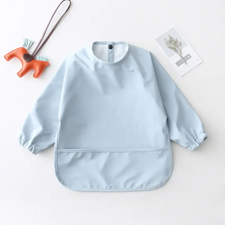 Bib De Comida Para Bebé De Color Sólido Impermeable Y Anti-Suciedad Ropa Suave Para Bebés De Tamaño 0-36 Meses Ropa De Bebé Fashion Unisex - 1
