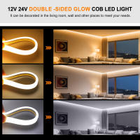 Tira De Luz LED COB Doble Lado Impermeable Flexible 12V 24V 320LEDs Alta Densidad Iluminación Lineal 0.5-20M Para Decoración De Interiores - details 1