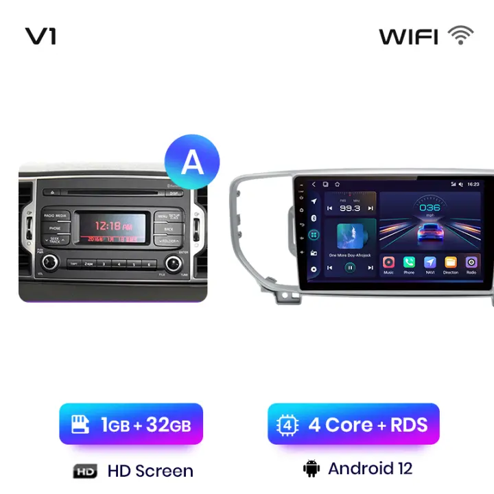 Junsun Radio Coche para Kia Sportage 4 QL 2016 2017 2018 AI Voice 2 din Pantalla Coche Android Auto Multimedia Navegación GPS Auto radio - 1