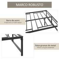 HOMCOM Marco de Cama Doble 135x190 cm con Patas de 35 cm Estructura de Cama Matrimonio con Espacio Bajo de Almacenamiento Negro - details 5