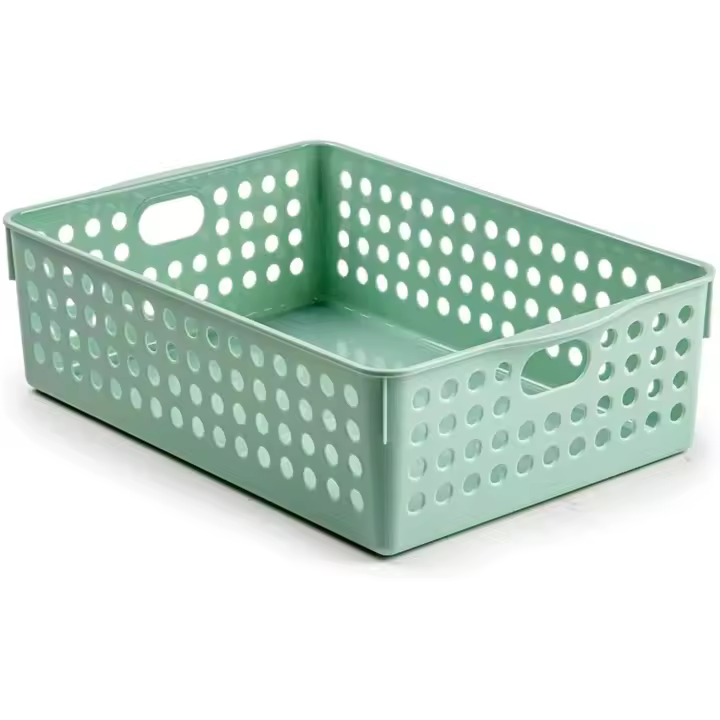 C.A - Organizador de Plástico con Asas - Cesta de Almacenamiento de 29cm x 20cm x 9cm para Organización - Caja de Almacenamiento de Plástico - 1
