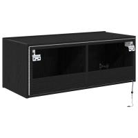 Gabinete de TV vidaXL con luces LED Negro Roble 80x35x31 cm - details 5