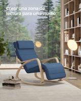 Mecedora acolchada ajustable con reposapiés, patas de ángulo 5 grados, carga 150 kg, disponible en amarillo, azul, beige, gris claro, gris oscuro y negro - details 8