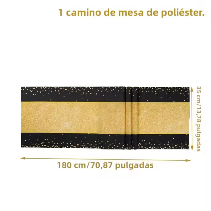 Corredor De Mesa Negro Y Oro Para Cumpleaños Fiesta Decoraciones Retiro Aniversario Graduación Suministros Cubierta De Mesa - 1