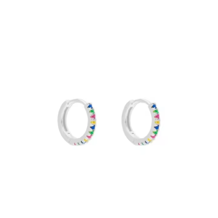 Pendientes de Aro con Circonitas Multicolores, 12 mm, Ref: CHP151923 - 1