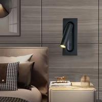 Lámpara De Pared Moderna Y Sencilla Para Habitación De Hotel Dormitorio Estudio Lectura Protección Ocular Rotativa LED Metal Negro Y Blanco - details 0