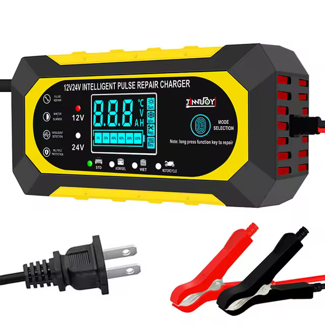 Cargador De Batería Para Coche Y Motocicleta 24V 12V 10A Dispositivo De Carga De Batería Lead-acid Con Reparación De Pulso Y Pantalla LCD Digital Inteligente - 1