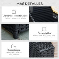 Outsunny Conjunto Muebles de Jardín de Ratán 7 Piezas Mesa Sofás Taburetes con Cojines Lavables 2xSofá de Esquina 2xSofá 2xTaburete 1xMesa de Centro - details 5