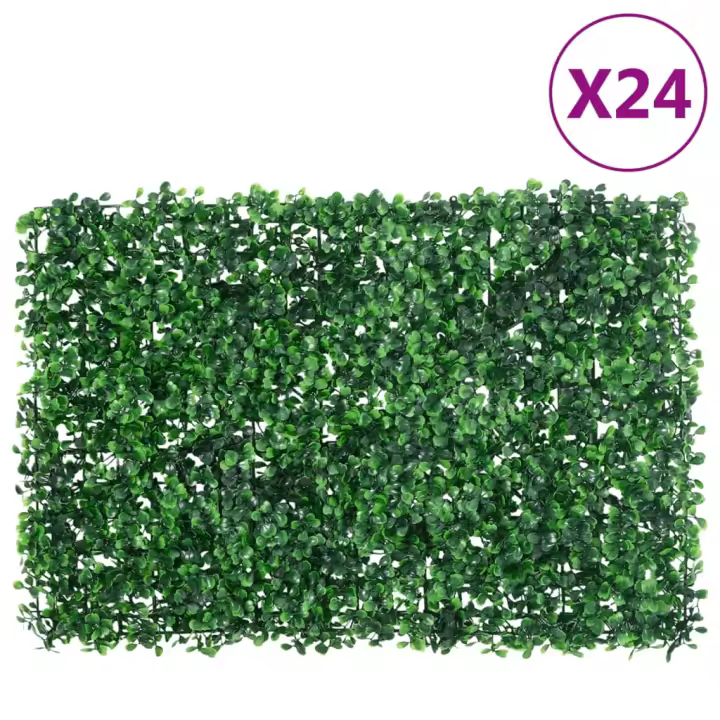 vidaXL Valla de Hojas de Arbusto Artificial Enrejados (24 unidades) Verde Dimensiones 40 x 60 cm, 50 x 50 cm - 1