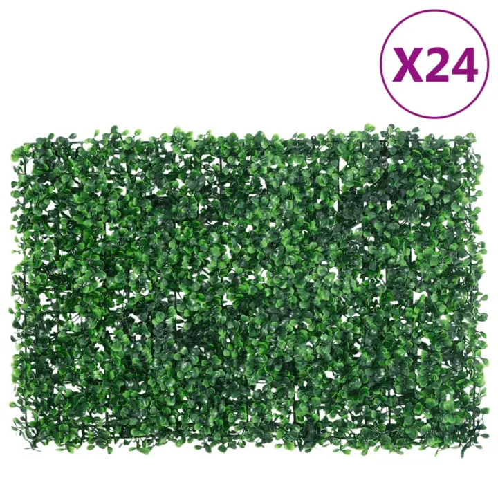 vidaXL Valla de Hojas de Arbusto Artificial Enrejados (24 unidades) Verde Dimensiones 40 x 60 cm, 50 x 50 cm - 1