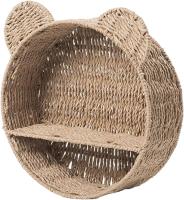 Estante de pared de tela de ratán flotante con forma de oreja de oso, cesta de almacenamiento colgante, estante de exhibición de plantas pequeño para el hogar y la oficina - details 2