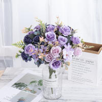 Ramo De Flores Artificiales De Seda Para Boda Navidad Artesanía Coronel De Hojas Decoración De Hogar Accesorios Para Novia Peonía Hidranegra Para Scrapbooking - details 0