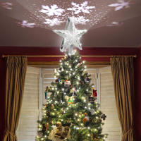 Decoración De Árbol De Navidad 3D Estrella Plateada Con LED Giratorio Proyector De Escarcha Luces Colgantes Para Fiesta Navideña - details 26