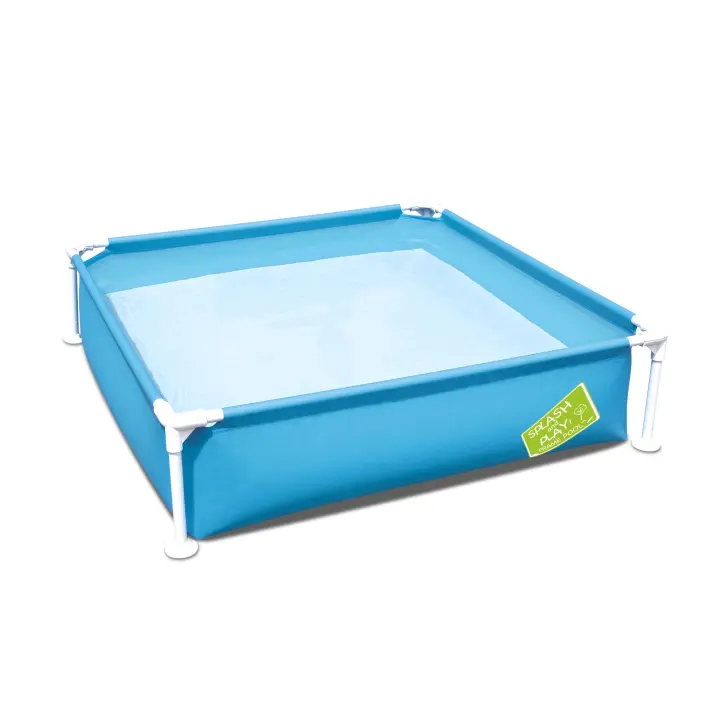 Piscina infantil económica Bestway cuadrada con aro superior metálico sin depuradora para niños de 122cm cada lado y 30cm de altura - 1