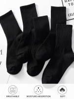 5 Pairs Men Crew Socks Black And White Middle Tube Streetwear Soft Breathable Cotton Casual Socks - details 5
