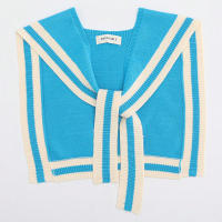 Chal De Punto De Poliéster Hecho a Mano Para Mujer Estilo Preppy Con Rayas Contrastantes Para Primavera Y Otoño - details 11
