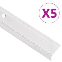 vidaXL Perfiles de peldaños forma de L 5 uds aluminio 100 cm en color champán/Plateado/Marrón - details 1