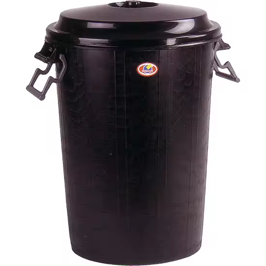Cubo de basura 100 L con tapa y presillas - 1