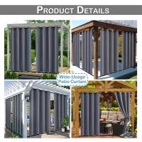 Cortinas Para Patio Al Aire Libre Impermeables Con Ojales Aisladas Para Ventanas Con Bolso De Palas Tapete Gazebo Pergola Anti-Viento - details 0