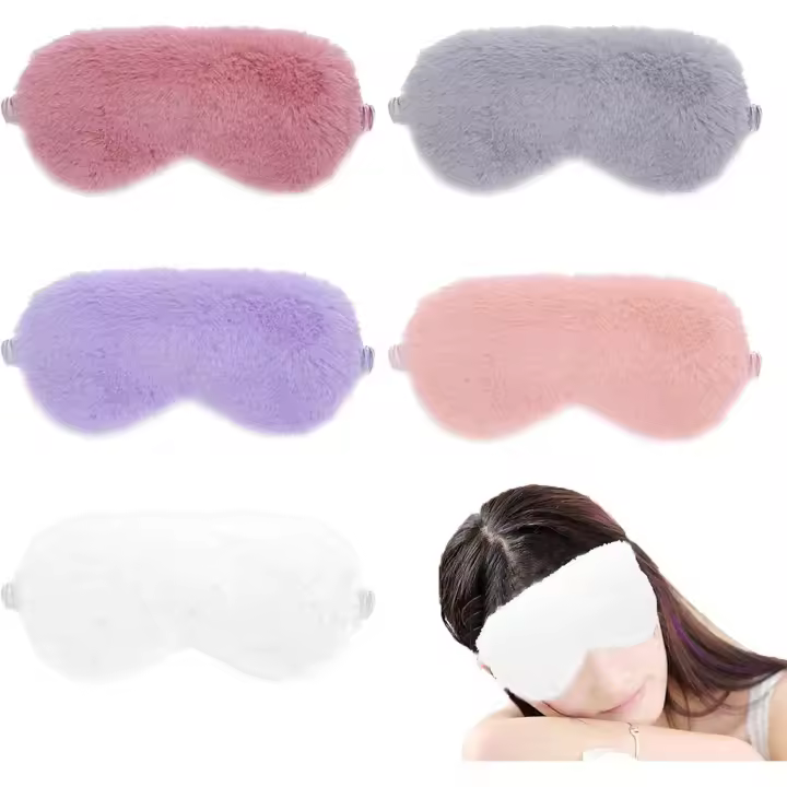 5 Pièces Masque de Sommeil,Masques pour Les Yeux en Peluche,Masque de Voyage de Sommeil, Masque Peluche Cache Yeux Pour Les Femmes et Enfants - 1