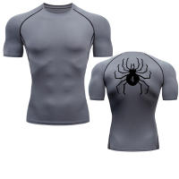 Camiseta De Compresión Con Estampado De Araña Para Hombres Camiseta Deportiva De Secado Rápido Para Gimnasio Y Fitness Manga Corta Estilo Casual - details 4